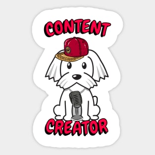 Cute white dog is a content creator Sticker